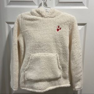 Cat & Jack Off White “Hearts” Fleece Hoodie - Girl’s 10/12